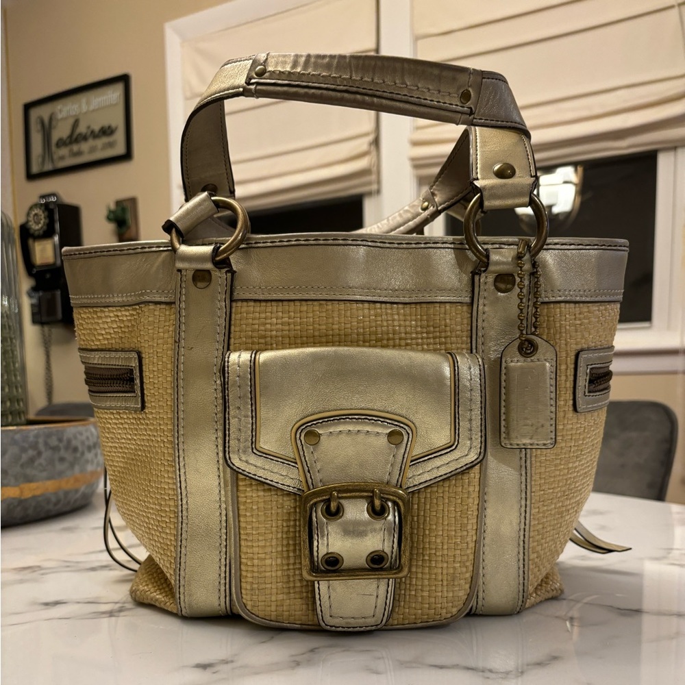 Coach Gold and Tan Tote Bag